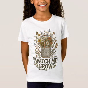 Kijk hoe ik groei Retro gietkan bloemen T-shirt