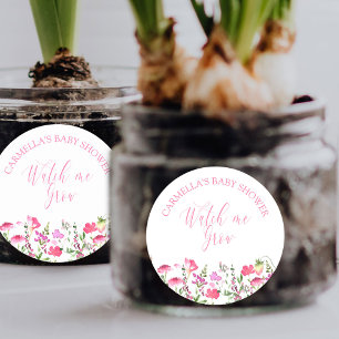 Kijk hoe ik groei Roze Wilde Bloem Baby Shower Ronde Sticker