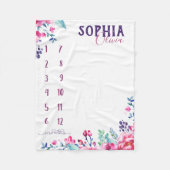 Kijk hoe ik groei - waterverf bloeit paarse fleece deken (Voorkant)