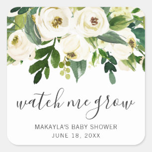 Kijk hoe ik het Baby shower van Elegant Floral Gir Vierkante Sticker