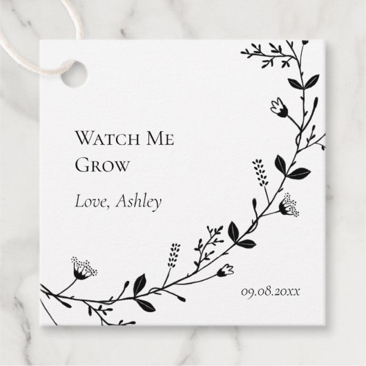 Kijk hoe ik Plant of bloemen Baby shower kweek Bedankjes Labels (Voorkant)