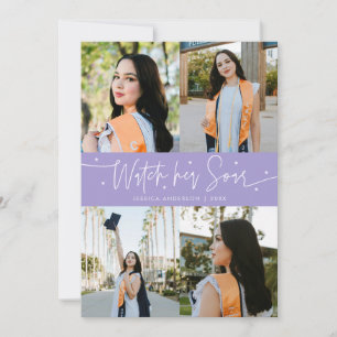 Kijk hoe ze vliegt Multi Foto Paarse Grad Aankondiging
