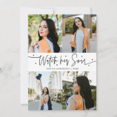Kijk hoe ze vliegt Multi Foto Witte Grad Aankondiging (Voorkant)
