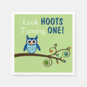 Kijk Hoots draaien 1 Uil Verjaardag servetten (Voorkant)