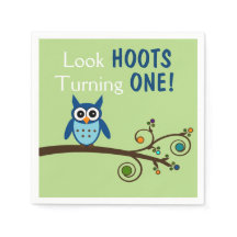 Kijk Hoots draaien 1 Uil Verjaardag servetten