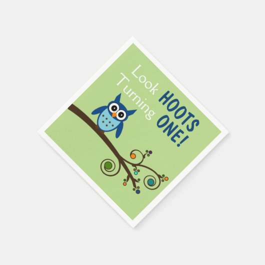 Kijk Hoots draaien 1 Uil Verjaardag servetten (Hoek)