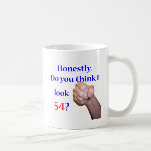 Kijk ik 54? koffiemok (Rechts)