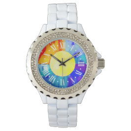 Kijk in kleurrijke waterverf look horloge