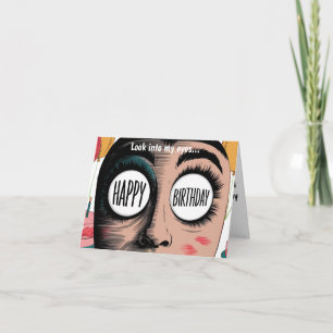 Kijk in mijn ogen vrolijk verjaardagsgezicht kaart