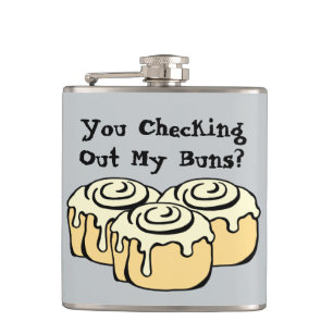 KIJK JE MIJN BUNS UIT? Funny Pun Humor Quote Heupfles