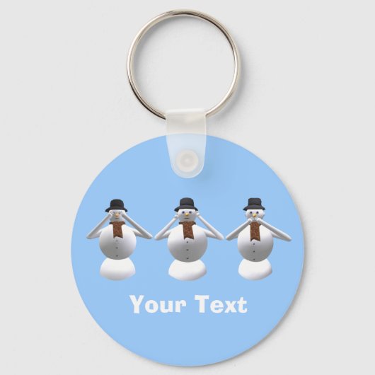 Kijk, luister, spreek geen boze Snowman-kerstkeyri Sleutelhanger (Voorkant)