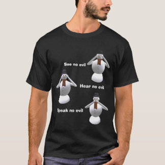 Kijk, luister, spreek geen enkel boze Snowman kers T-shirt