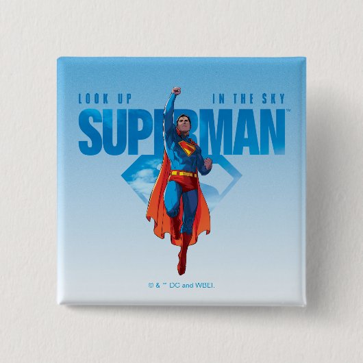 Kijk maar, het is Superman Vierkante Button 5,1 Cm (Voorkant)