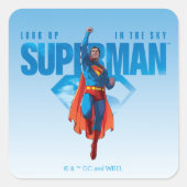 Kijk maar, het is Superman Vierkante Sticker (Voorkant)