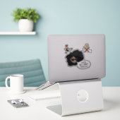 Kijk, maar raak Sticker niet aan (doorzichtig) (Laptop op bureau)