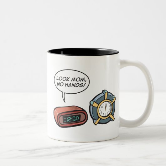 Kijk mam, geen handen! tweekleurige koffiemok (Rechts)