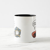 Kijk mam, geen handen! tweekleurige koffiemok (Center)