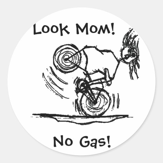 Kijk mama. Geen gas! Ronde Sticker (Voorkant)
