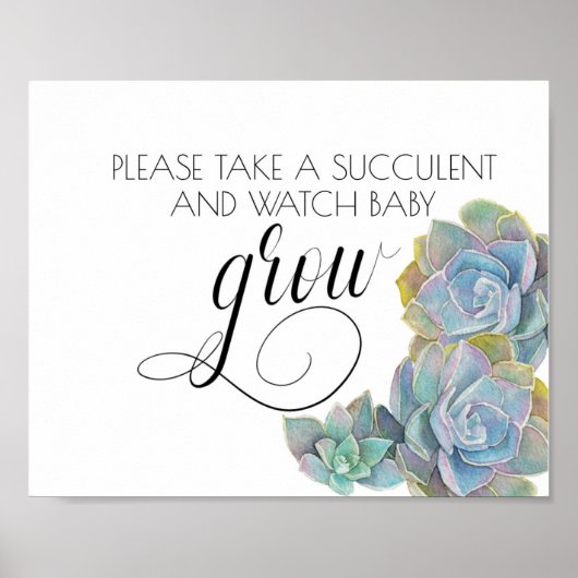 KIJK ME GROEI, BABY SHOWER, VOORSCHOT, SUCCULTUREL POSTER (Voorkant)