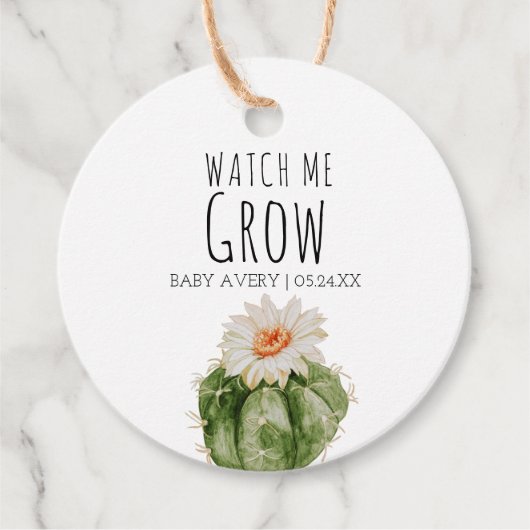 Kijk me groeien Baby Succulent Baby shower gunsten Bedankjes Labels (Voorkant)