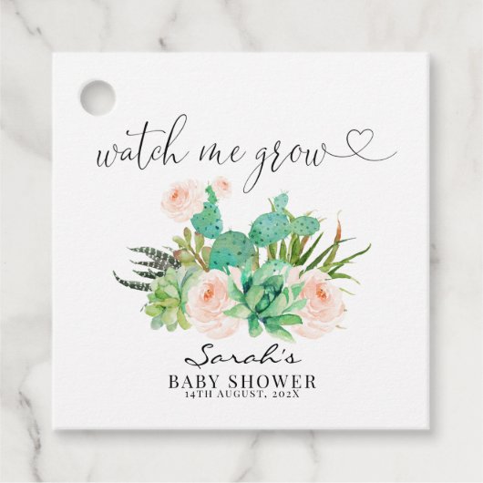 Kijk me groeien Bloemen Succulente Cactus Favor Ta Bedankjes Labels (Voorkant)