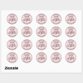 Kijk me groeien roze en zwart koninklijke gunst ronde sticker (Vel)