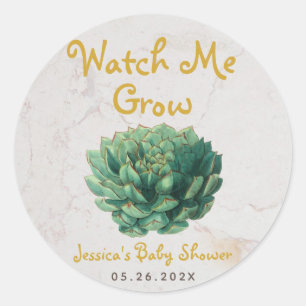 Kijk me kweken Baby shower Botanische Succulent Ronde Sticker