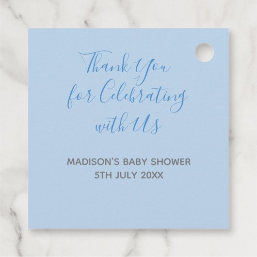 Kijk me kweken Plant cadeau blauw Baby shower Bedankjes Labels (Achterkant)