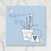 Kijk me kweken Plant cadeau blauw Baby shower Bedankjes Labels (Voorkant)