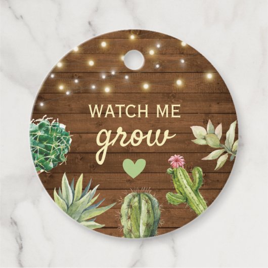 Kijk me kweken rustieke Baby shower cactussen cact Bedankjes Labels (Voorkant)