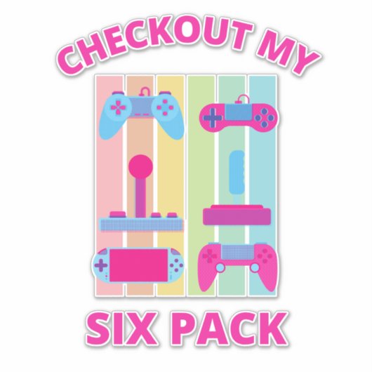 KIJK MIJN ZES PACK-gamer UIT Sticker (Voorkant)