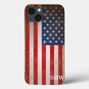 kijk Monogram USA Patriottisch vlagontwerp iPhone 13 Hoesje
