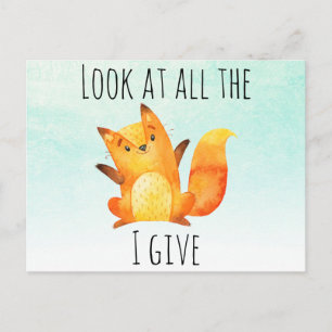 Kijk naar al de vos die ik geef   Funny Waterverf Briefkaart