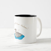 Kijk naar al die kippen! tweekleurige koffiemok (Voorkant rechts)