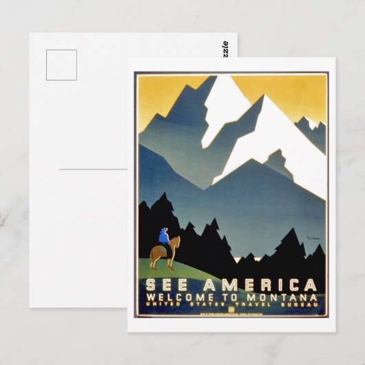 Kijk naar Amerika, welkom in Montana-bergen, Briefkaart (Voorkant / Achterkant)