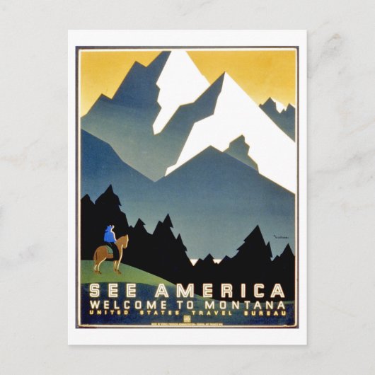Kijk naar Amerika, welkom in Montana-bergen,  Briefkaart (Voorkant)