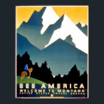 Kijk naar Amerika, welkom in Montana-bergen, Poster<br><div class="desc">Ideaal afbeelding voor uw nieuwe afdrukontwerp. Het kan een mooi cadeau of een "finale aanraking" zijn om thuis te versieren.</div>