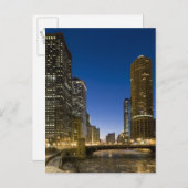 Kijk naar de bevroren rivier van Chicago bij de sc Briefkaart (Voorkant / Achterkant)