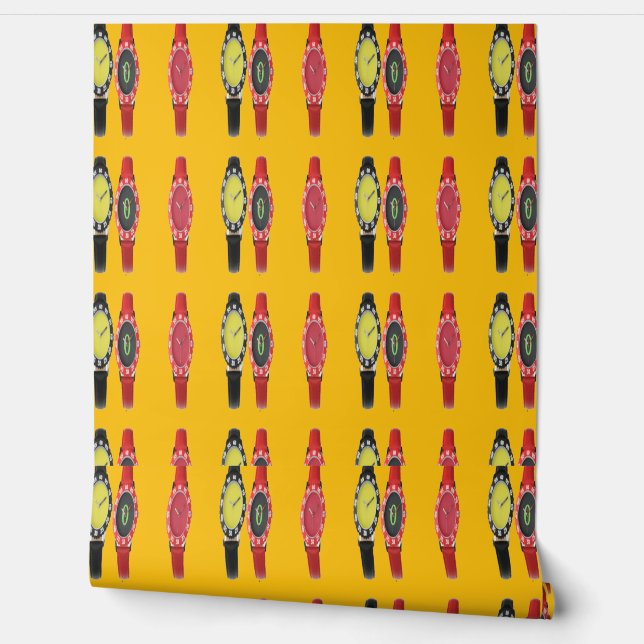 Kijk naar de gele tijd behang (Afrollen)