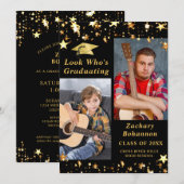 KIJK NAAR DE GRADUERENDE Black Gold Stars foto Kaart (Voorkant / Achterkant)