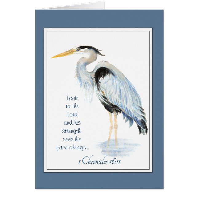 Kijk naar de Lord Bible Inspirerend Quote Heron (Voorkant)