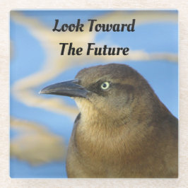 Kijk naar de Toekomst Blackbird Inspirerend Glazen Onderzetter