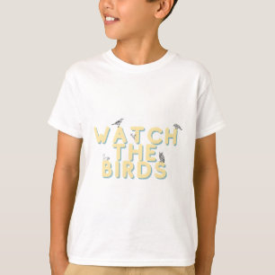 kijk naar de vogels cute gele tekst t-shirt