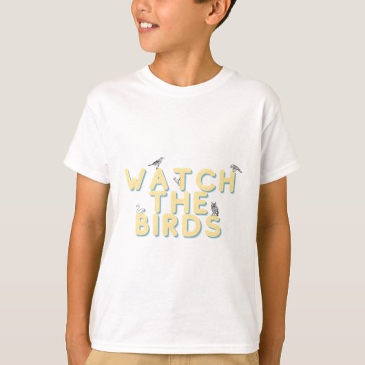 kijk naar de vogels cute gele tekst t-shirt (Voorkant)