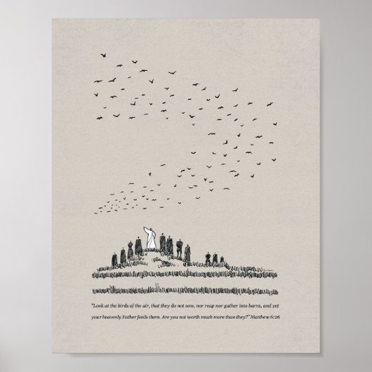 "Kijk naar de vogels" - Mattheüs 6:26 Christelijk Poster (Voorkant)