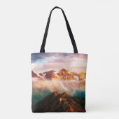 Kijk naar de zonlichtheuvels naar schemering. Dram Tote Bag (Achterkant)