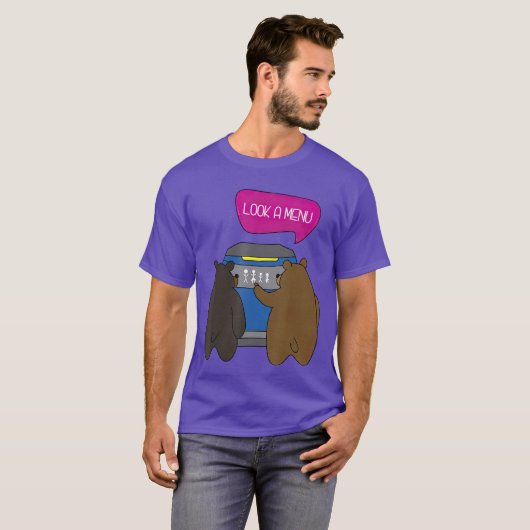 Kijk naar een Beer van het Menu Funny Camping T-shirt (Voorkant volledig)