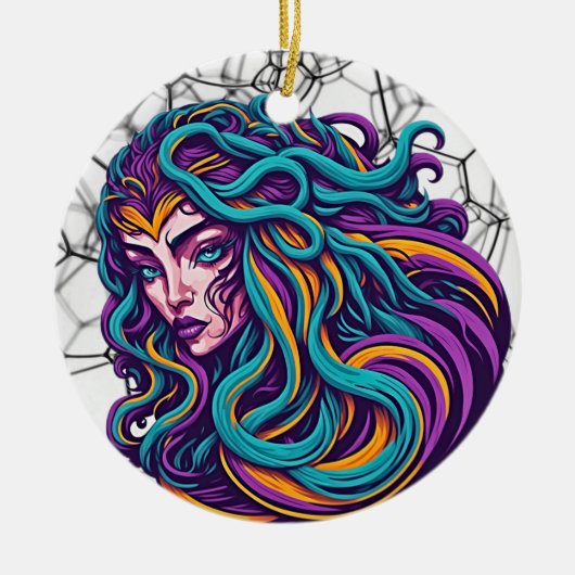 Kijk naar Elegantie: Medusa - Een boeiende retro Keramisch Ornament (Voorkant)