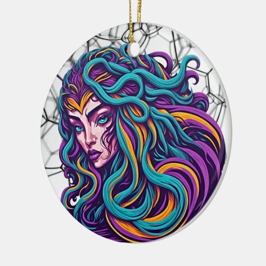 Kijk naar Elegantie: Medusa - Een boeiende retro Keramisch Ornament (Links)