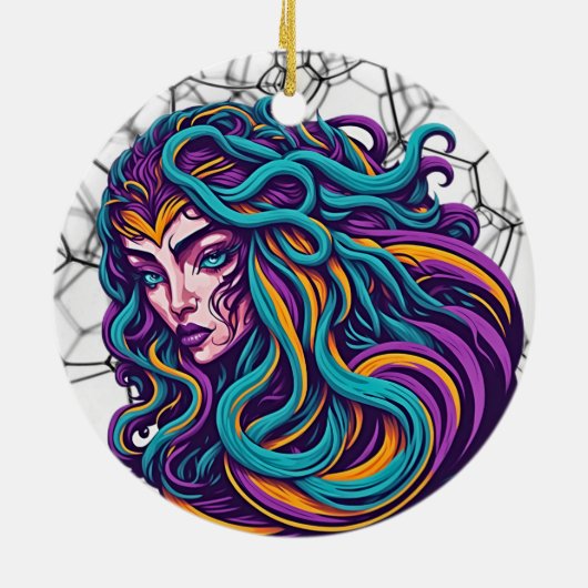 Kijk naar Elegantie: Medusa - Een boeiende retro Keramisch Ornament (Achterkant)